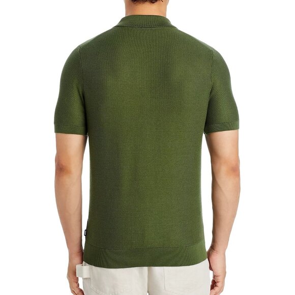 Hugo Boss Men's Short Sleeve BOSS Tempio Polo Shirt Open Collar Slim Fit Green - Picture 3 of 7